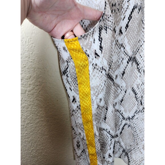 Apt. 9 L Snake Print Halter Mock Neck Top Yellow Side Stripe Sleeveless - Picture 2 of 8